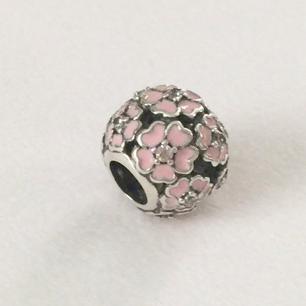 Pandora Pink Flower Enamel & Sterling Silver Bead Charm - Picture 2 of 3
